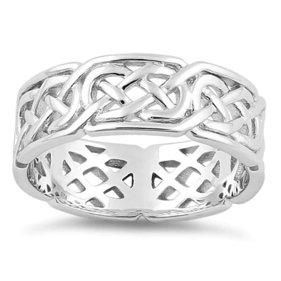 925 STERLING SILVER Celtic Irish Endless Knot Band Ring - Picture 15 of 15